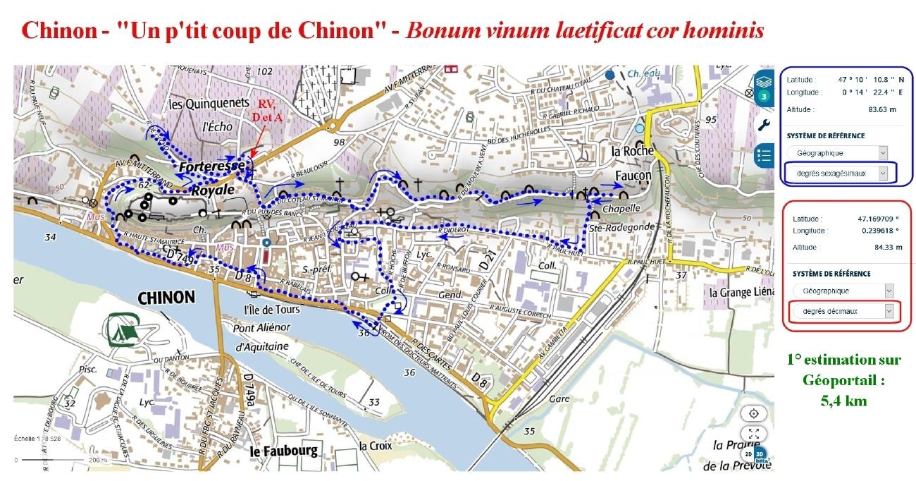 Chinon - carte du circuit de découvertes 